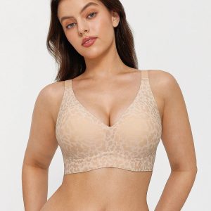 Seamless Wireless Jelly Leopard Contour Minimizer Support Bra