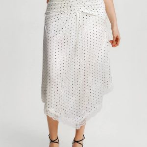 Shapewear Asymmetric Ruched Lace Midi Skirt