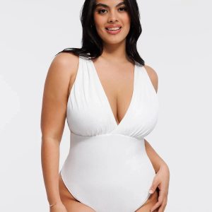 Shapewear Cross-Front Draped Halter Tummy Control Bodysuit