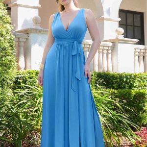 Shapewear Deep V-Neck Front Slit Goddess Maxi Dress