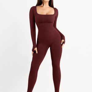 Shapewear Seamless Thumb Hole Long Sleeve Jumpsuit