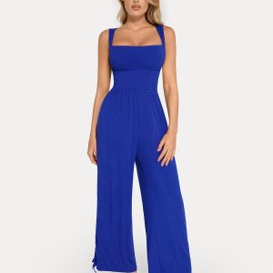 Shapewear Square Neck Tummy Control Wide Leg Jumpsuit