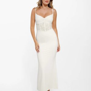 Shapewear Lace Inset Sculpting Mermaid Maxi Slip Dress